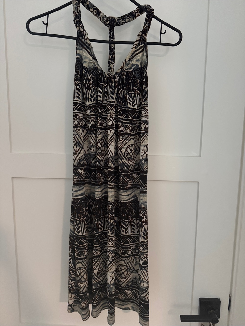 Iz Byer Black and Cream Patterned Maxi Dress
